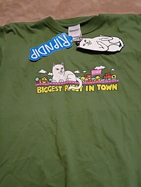 RIPNDIP Green  Cat Graphic Tee
